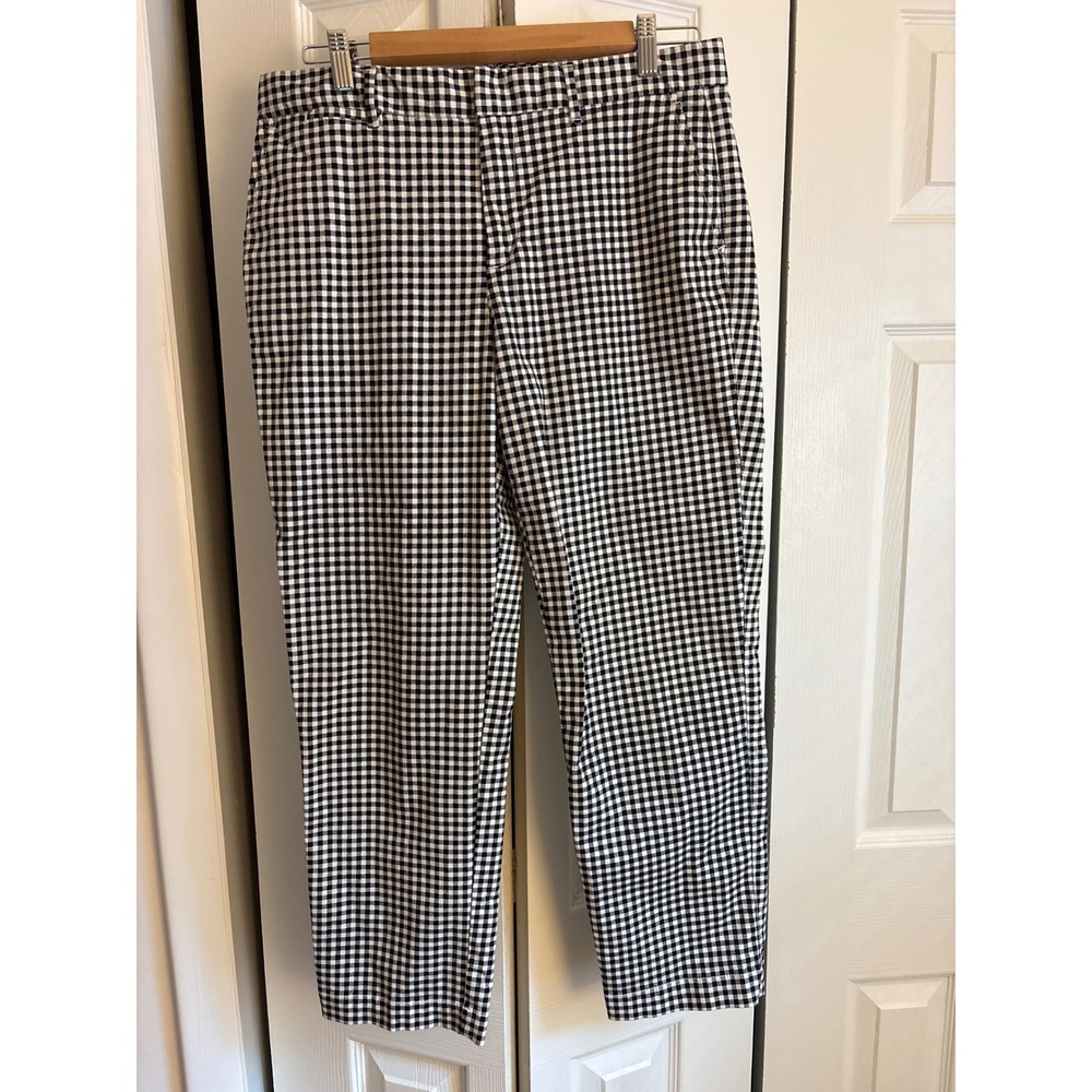 Gap Slim City Crop Pants Size 10 Gingham Black White Tapered EUC - Picture 6 of 6